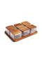 Mova Akasya 6-Piece Wooden Breakfast Set with Vacuum-Closed Lid Tray - 6