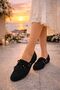 Avello Brown Suede Bead Detailed Tasseled Lace-Up Loafers Ballet Flats Casual Shoes - 3