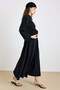Premium Fabric Flared Dress with Belt Accessories Black 9423-E - 6