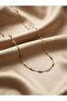3S Women's Gold Steel Rainbow Bead Figured Elegant Necklace