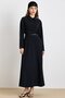 Premium Fabric Flared Dress with Belt Accessories Black 9423-E - 3