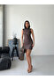 Women's Brown Bodycon Sleeveless Mini Dress - 6