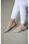 Single strap stone detailed women's Ballet Flats mink