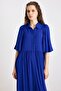 Ruched Detail Half Sleeve Soft Dress Cobalt 9418-E - 6