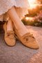 Avello Brown Suede Bead Detailed Tasseled Lace-Up Loafers Ballet Flats Casual Shoes - 3