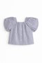 Girls’ Woven 2-Piece Set – Striped Puff Sleeve Top & Wide-Leg Cargo Trousers - 7