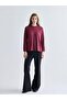Burgundy Ruffled Crew Neck Blouse - 2
