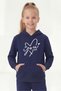 Kangaroo Pocket Hooded Girls' Sweatshirt with Print Detail - 2