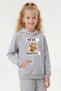 Kangaroo Pocket Hooded Girls' Sweatshirt with Print Detail - 3