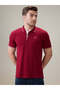 Solid Brand Logo Regular Fit Ruby Wine Polo T-shirt