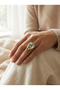 Natural Stone Lemon Quartz Stone Antique Gold Color Detailed Adjustable Bohemian Women's Ring