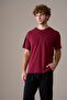 Men's Short Sleeve Buttoned Collar 100% Cotton Pajama Set Claret Red