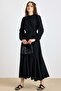 Skirt Flared Self-Adjusting Patterned Dress Black 9443-E - 3