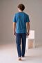 Men's Short Sleeve 100% Cotton Plus Size Pajama Set Petrol - 3