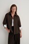 Women's Poplin Contrast Cuffed Shirt Bitter Brown - 3