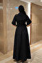 Crepe Fabric Double-Breasted Collar Belt Piece Dress - Black - 5