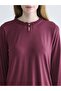 Burgundy Ruffled Crew Neck Blouse - 7