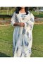 Premium white cotton 3pc kurti set / salwar suit with blue floral prints for women - 2