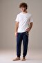 Men's Short Sleeve 100% Cotton Elastic Cuffed Pajama Set White