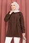Alin Waist Adjustable Buttoned Shirt Brown - 2
