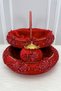 Red Vip Appliqued Velvet Henna Night Tray Basket Bridal Team, Engagement Wedding Promise Circumcision