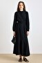 Skirt Flared Self-Adjusting Patterned Dress Black 9443-E