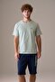 Men's Short Sleeve 100% Cotton Shorts Pajama Set Mint