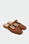 Duca Knitted Detail Buckled Women's Tan Slipper - 2