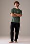 Men's Short Sleeve 100% Cotton Pajama Set Green - 3