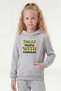 Kangaroo Pocket Hooded Girls' Sweatshirt with Print Detail - 2
