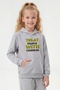 Kangaroo Pocket Hooded Girls' Sweatshirt with Print Detail