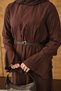Women's Pleated Belt Tie-Detail Skirt Suit Brown - 7