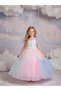 Girl's Front Sequined Sleeves Tulle Detail Colorful Sequined Evening Dress - 2