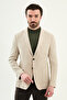 Plain Slim Fit Mono Collar Pocket 100% Linen Men's Jacket Beige - 41487.26Y - 4