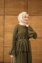 Women's Pleated Belt Tie-Detail Skirt Suit Khaki Green - 3