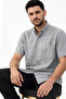 Men's Gray Short Sleeve Shirt Linen Effect Pocketed Wide Cut Summer Style Cotton Pcs - 3