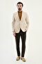 بنقش مربعات قصة ضيقة سترة رجالية بجيب على شكل حرف Y Mono Collar Jacket بيج - 41485.26Y - 3