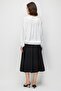 4814 Women's Tie-Detail Ruched Long Sleeve Satin Blouse Ecru - 7