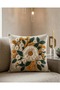 Punch Embroidery Look Flower Garden Patterned Set of Digital Print of 4 Decorative Set of Cushion Cover - 4