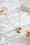 Gold Color Bubble Necklace with Letter E and Steel Chain