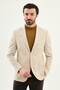 بنقش مربعات قصة ضيقة سترة رجالية بجيب على شكل حرف Y Mono Collar Jacket بيج - 41485.26Y - 4