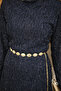 Women's Sim Detail Self Patterned Gold Belt Piece Dress Navy Blue - 7