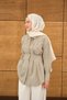 Women's Pleated Waist Shirt with Hidden Buttons in Mold Green - 2
