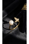 Women's Ring Butterfly Pearl Model Gold Color Zircon Stone Brass Adjustable Brass Non-Tarnish Minimal - 6