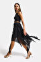 Women's Black W5 Asymmetrical Cut Lace Tulle Detail Special Design Skirt - 2