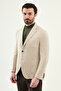 Plain Slim Fit Mono Collar Pocket 100% Linen Men's Jacket Beige - 41487.26Y - 5
