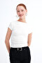 Kayık Yaka Yanı Ruched T-Shirt P0653 - 4
