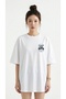Women's Oversized T-Shirt Motor Printed White – Crew Neck, 100% Cotton Compact T-Shirt - 3