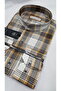 Brown Checked Linen Long Sleeve Men's Shirt - 3