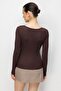 2070 women's v-neck Lace body blouse - coffee - 7